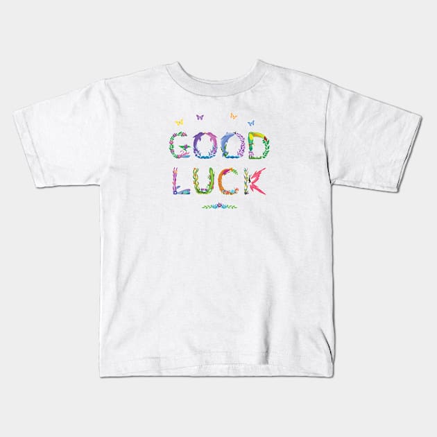 Good Luck - Tropical word art Kids T-Shirt by DawnDesignsWordArt